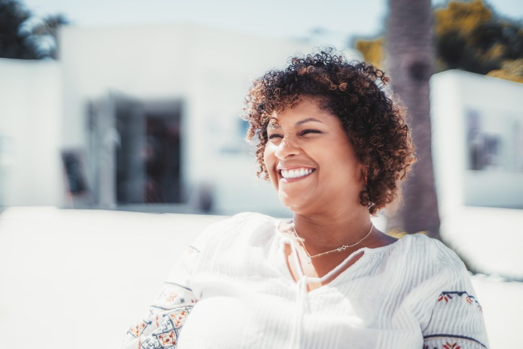 Portrait of a chubby caucasian woman
